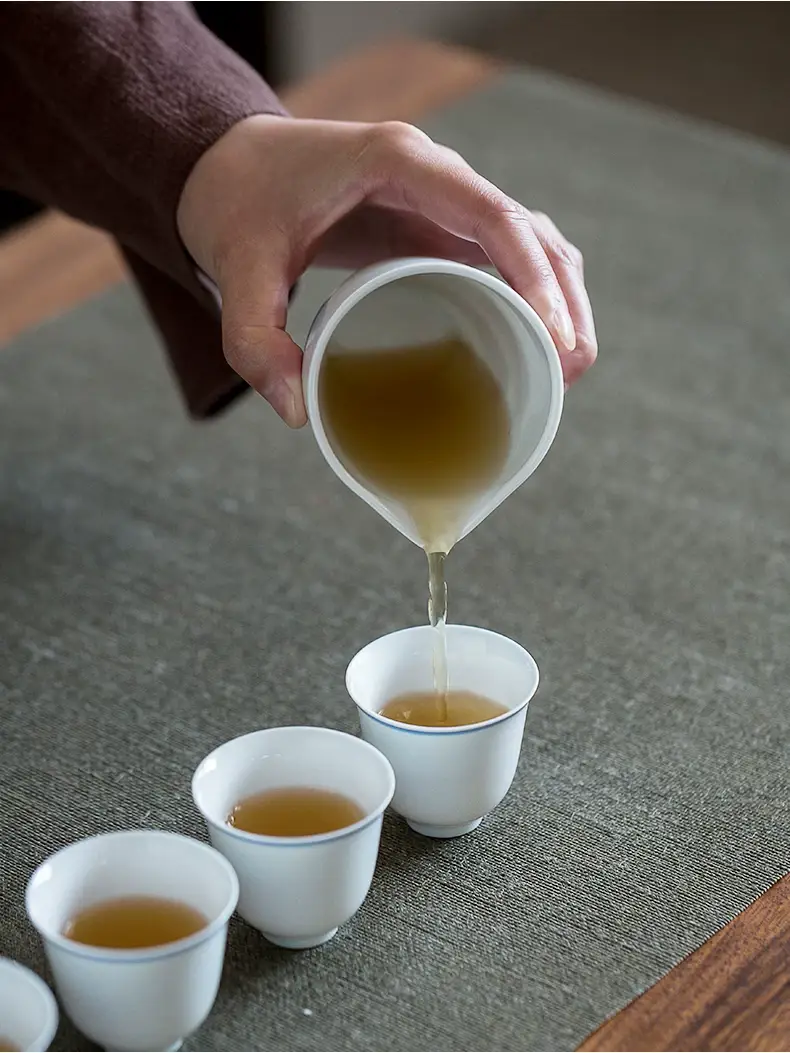 White Porcelain Tea Cup with Blue Line & Thin Feet — feature 15