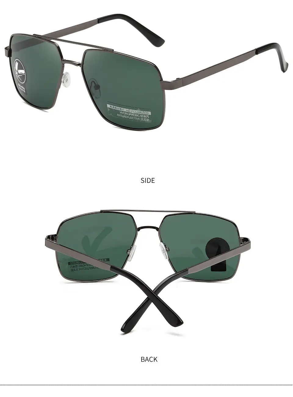 Men's Metal Square Sunglasses with Color-Change UV400 — feature 13