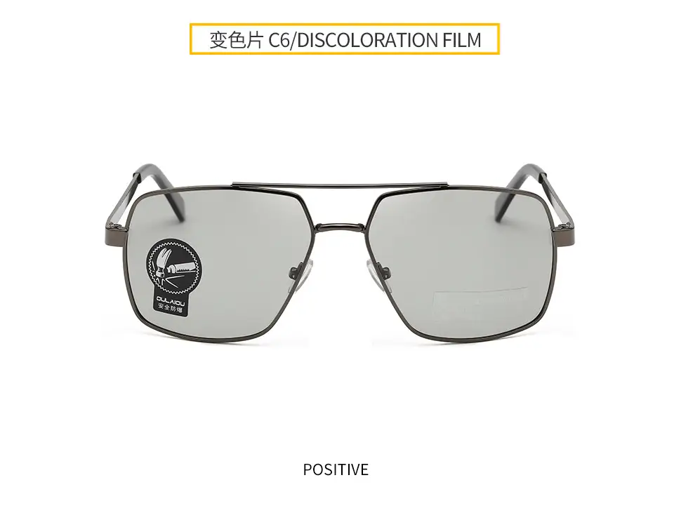 Men's Metal Square Sunglasses with Color-Change UV400 — feature 14