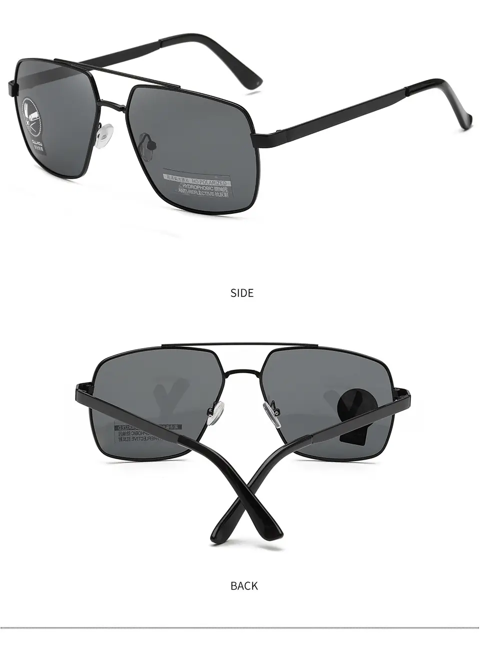 Men's Metal Square Sunglasses with Color-Change UV400 — feature 5