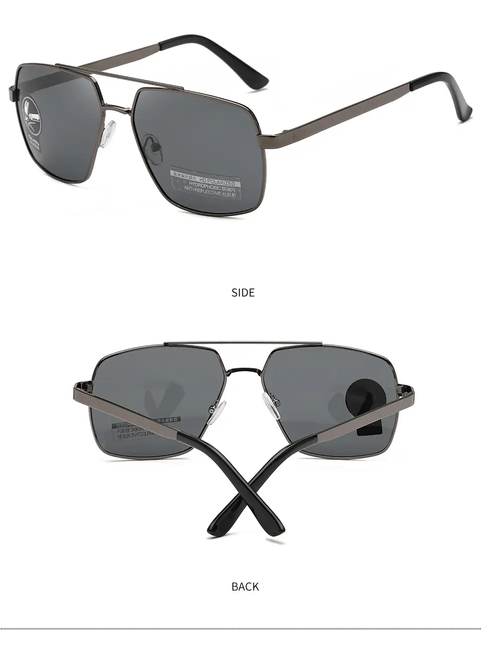 Men's Metal Square Sunglasses with Color-Change UV400 — feature 7
