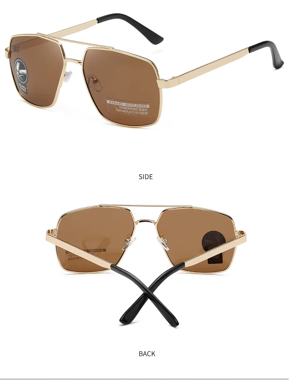 Men's Metal Square Sunglasses with Color-Change UV400 — feature 9
