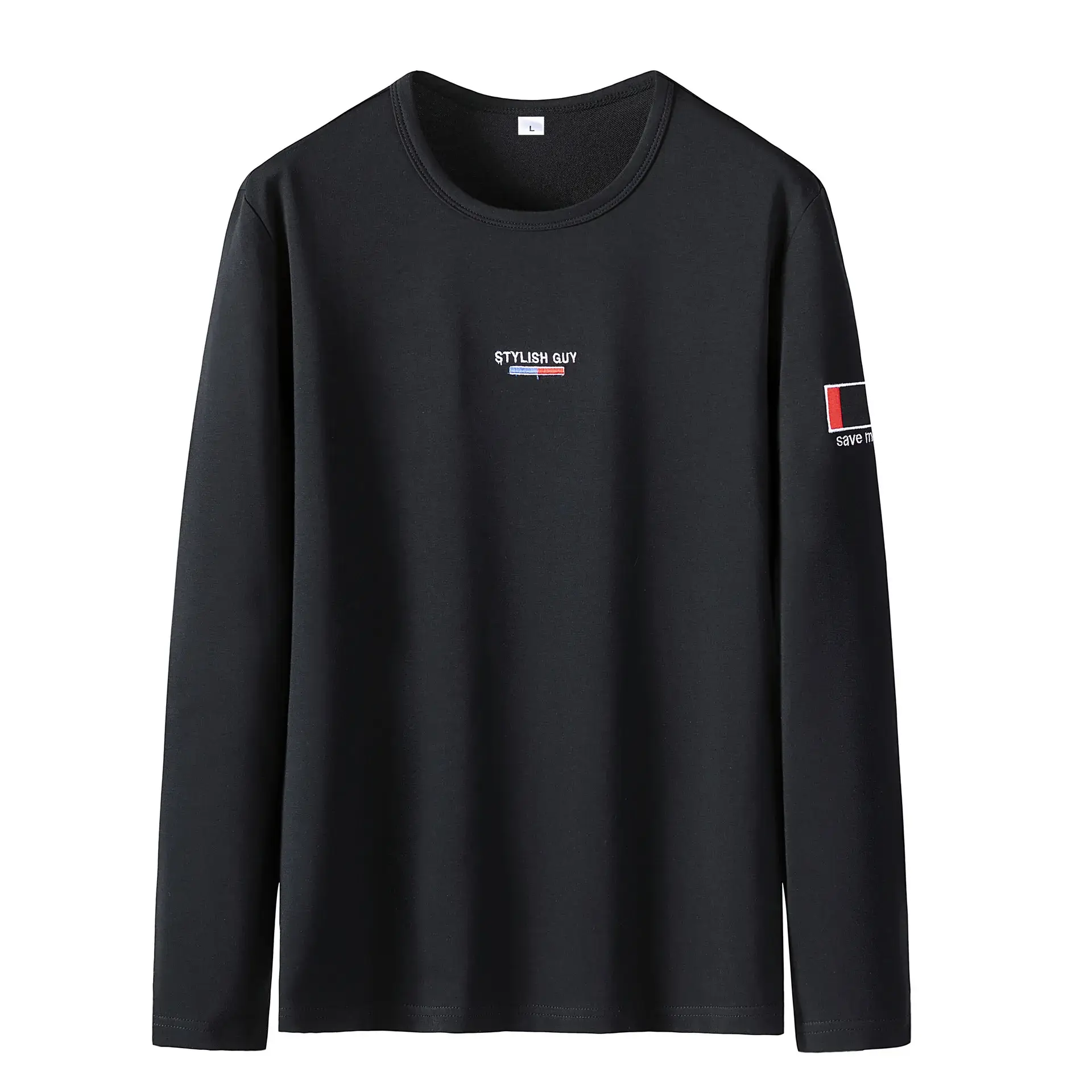 Pure Cotton Long Sleeve T-Shirt White Black Grey 2025 - Image 2