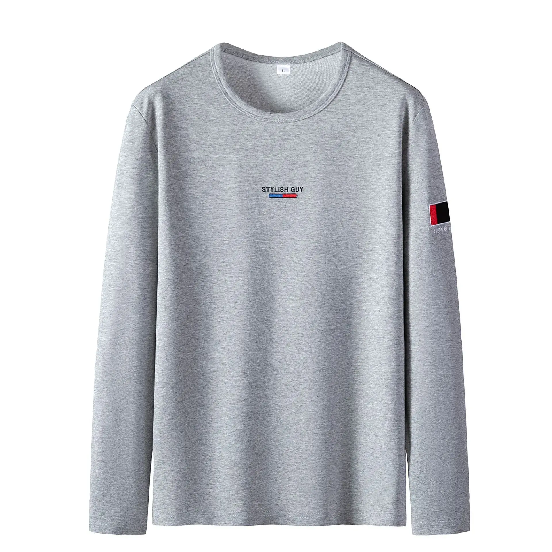 Pure Cotton Long Sleeve T-Shirt White Black Grey 2025 - Image 3