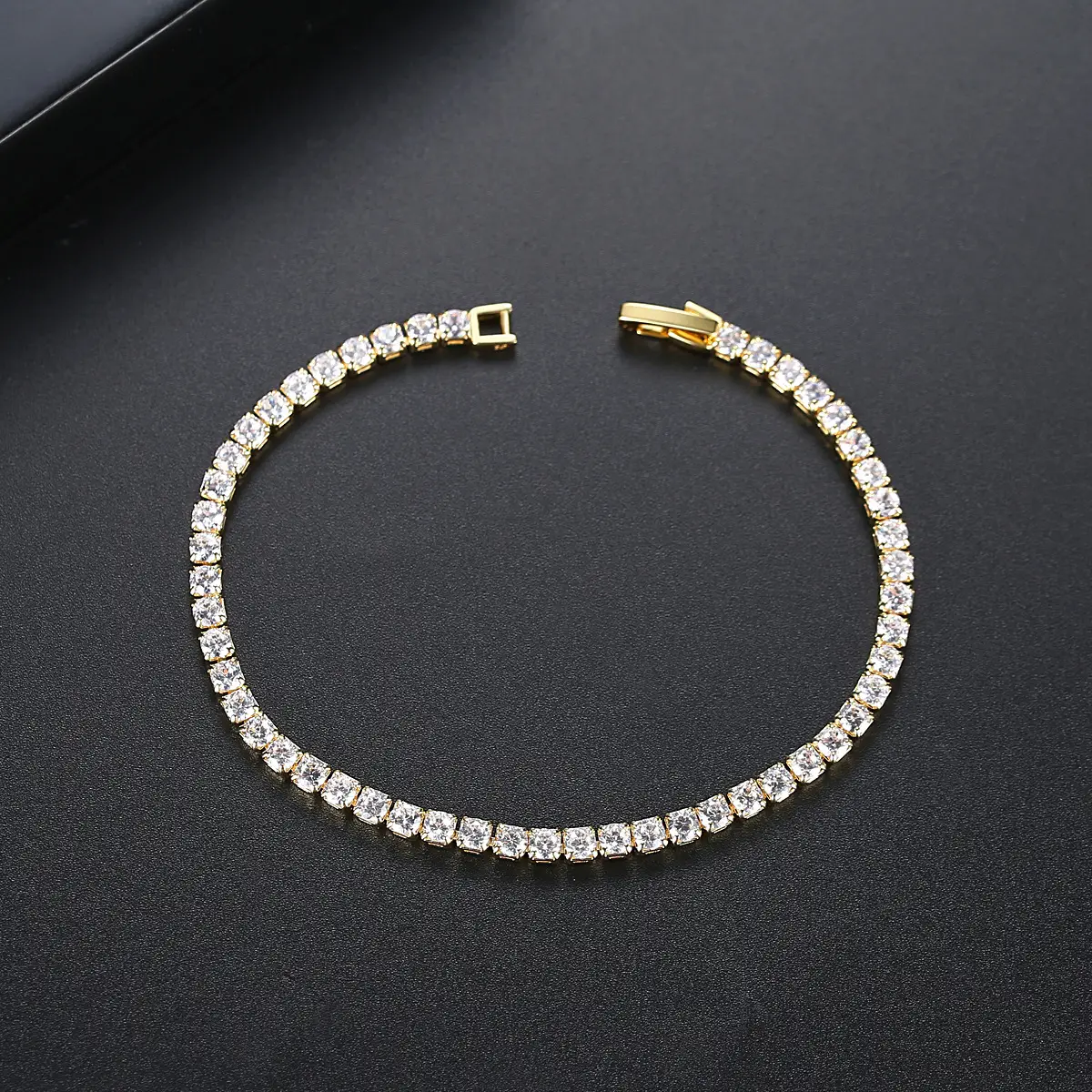 Jinse Single Row Zircon Bracelet Brass 3mm