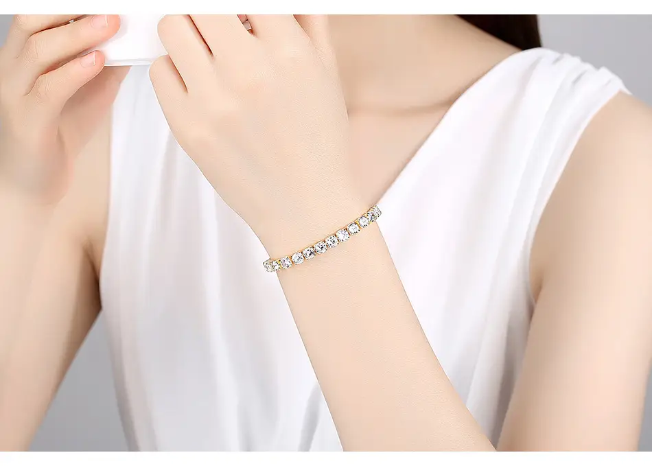 Jinse Single Row Zircon Bracelet Brass 3mm — feature 2