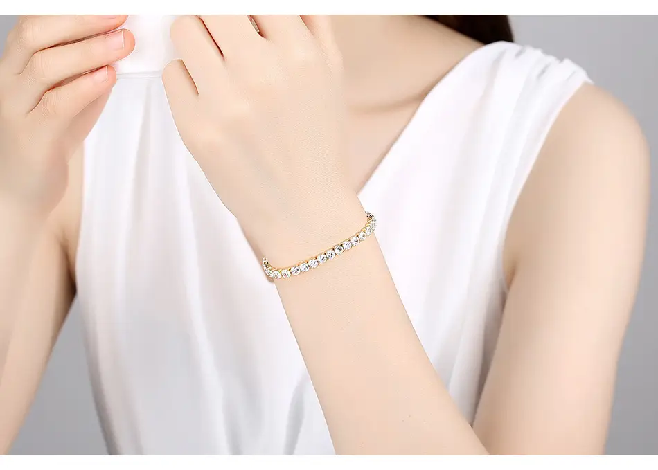 Jinse Single Row Zircon Bracelet Brass 3mm — feature 3