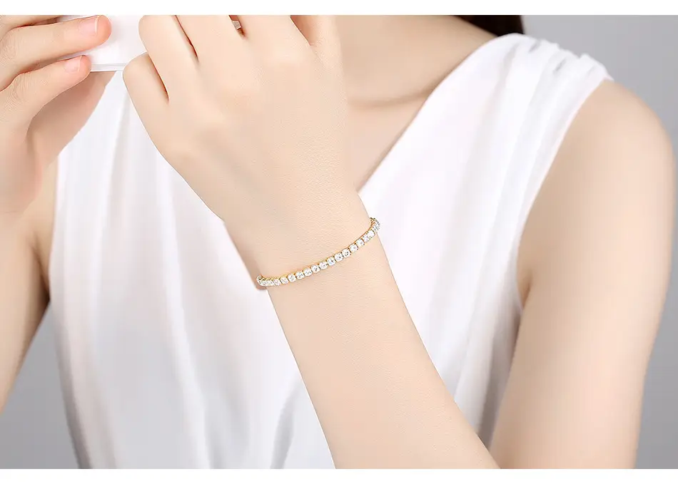 Jinse Single Row Zircon Bracelet Brass 3mm — feature 4