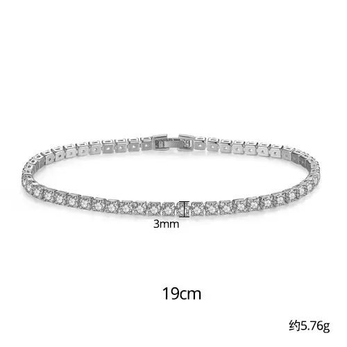 Jinse Single Row Zircon Bracelet Brass 3mm