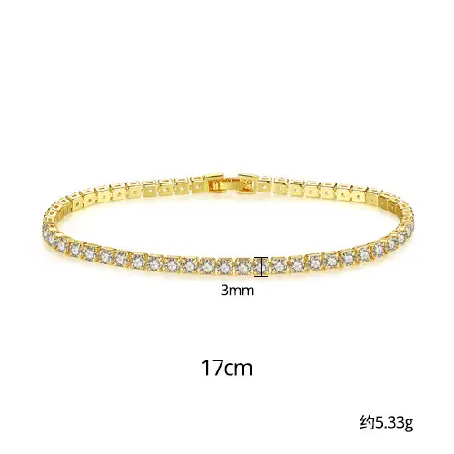 Jinse Single Row Zircon Bracelet Brass 3mm