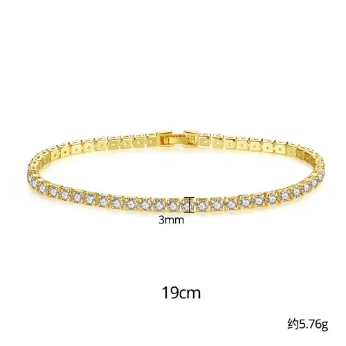 Jinse Single Row Zircon Bracelet Brass 3mm