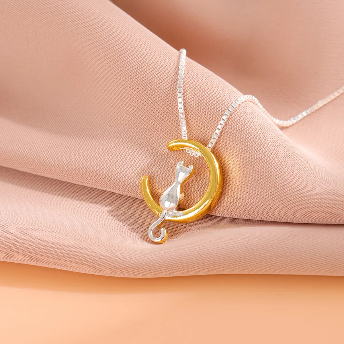 Golden Moon Pendant Necklace for Women
