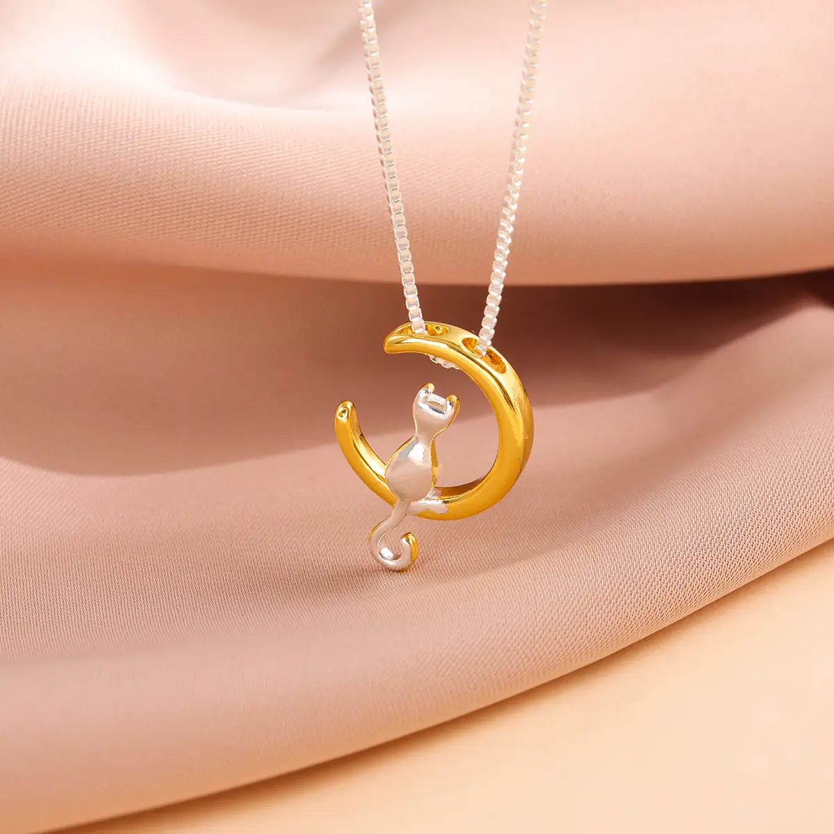 Golden Moon Pendant Necklace for Women