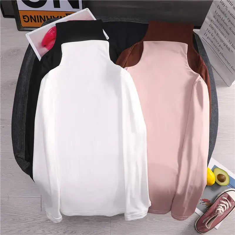 2025 Women Fleece Lined Long Sleeve Shirt White Black - Image 6