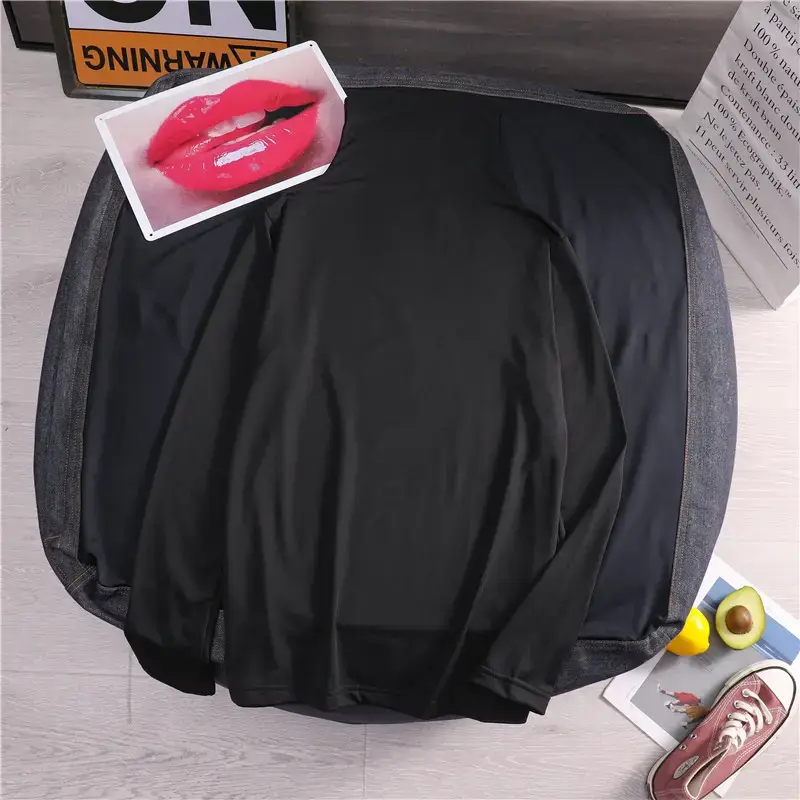 2025 Women Fleece Lined Long Sleeve Shirt White Black - Image 4
