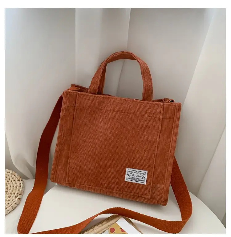 Korean Fashion Light Pink Corduroy Shoulder Bag — feature 14