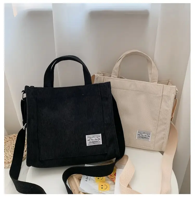 Korean Fashion Light Pink Corduroy Shoulder Bag — feature 16