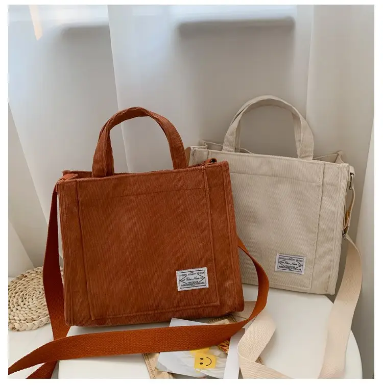 Korean Fashion Light Pink Corduroy Shoulder Bag — feature 17
