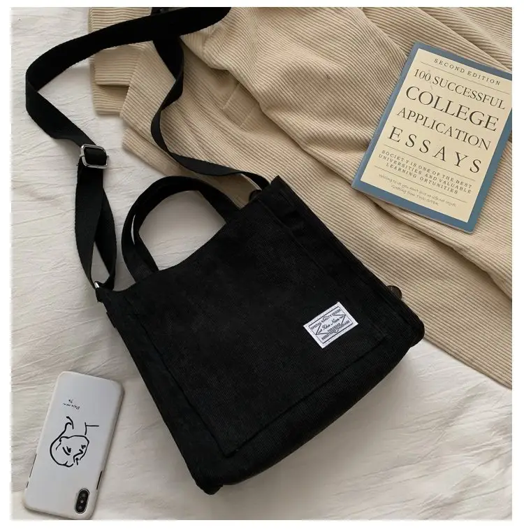Korean Fashion Light Pink Corduroy Shoulder Bag — feature 19