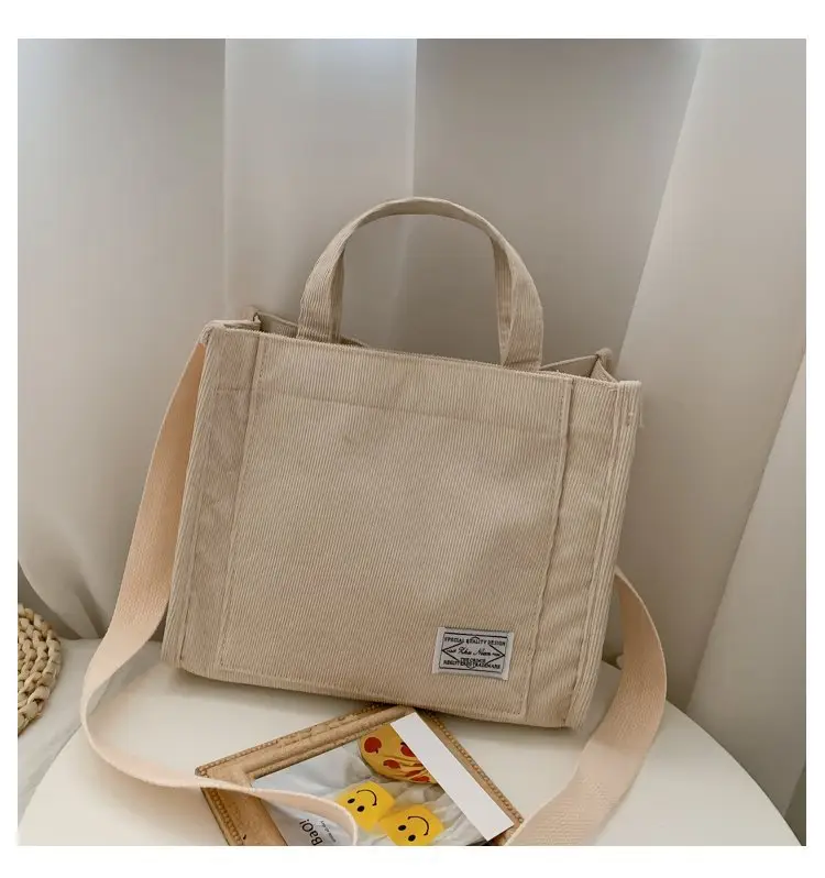 Korean Fashion Light Pink Corduroy Shoulder Bag — feature 2