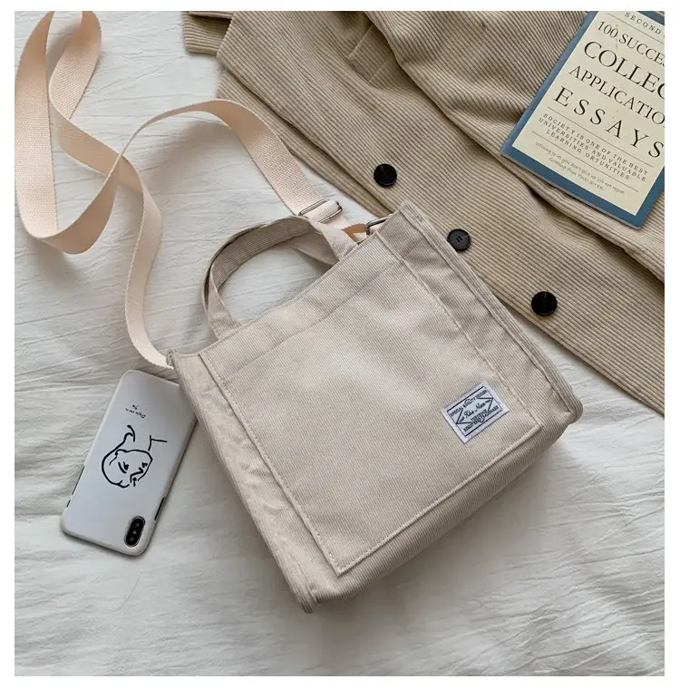 Korean Fashion Light Pink Corduroy Shoulder Bag — feature 20