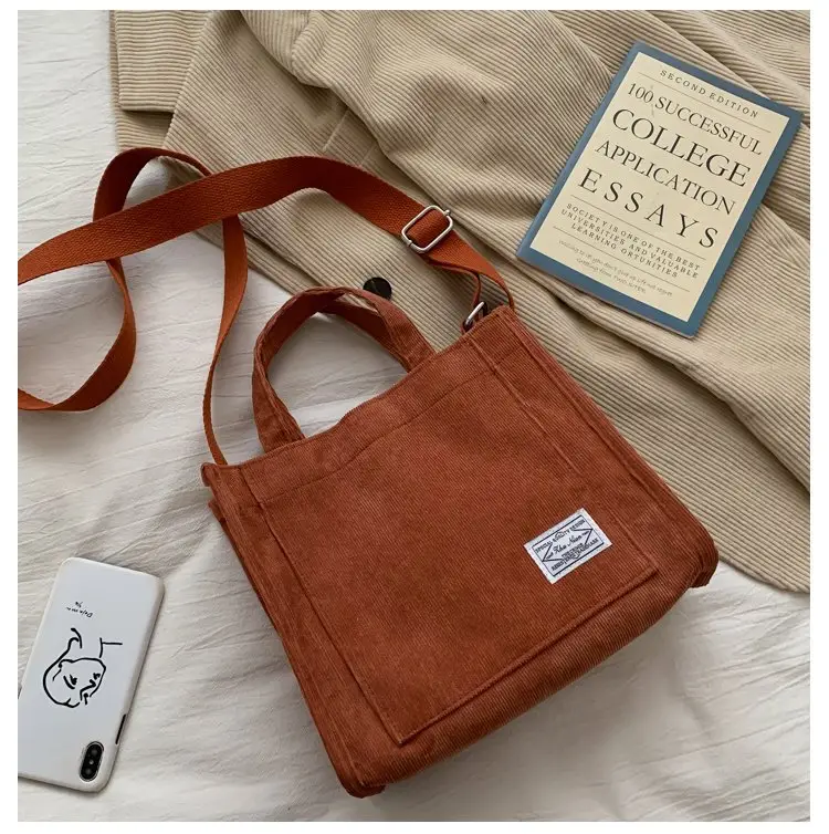 Korean Fashion Light Pink Corduroy Shoulder Bag — feature 21