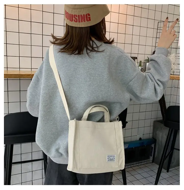 Korean Fashion Light Pink Corduroy Shoulder Bag — feature 25