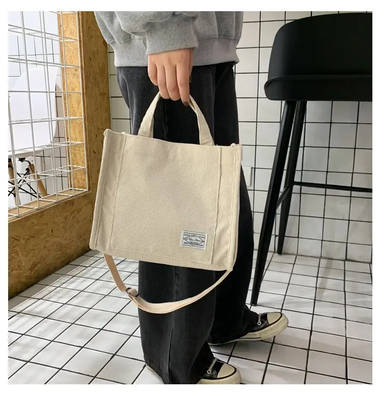 Korean Fashion Light Pink Corduroy Shoulder Bag — feature 26