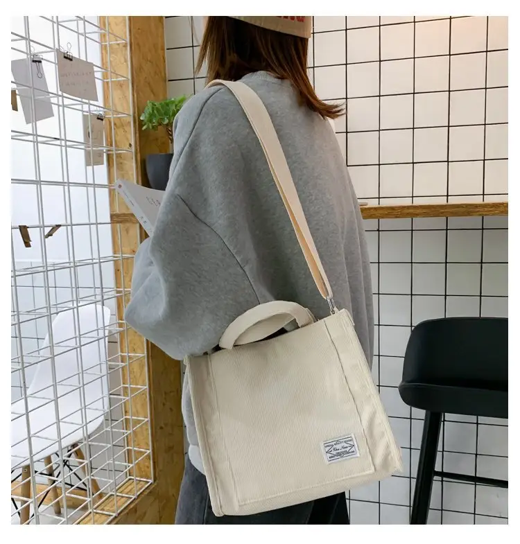 Korean Fashion Light Pink Corduroy Shoulder Bag — feature 28