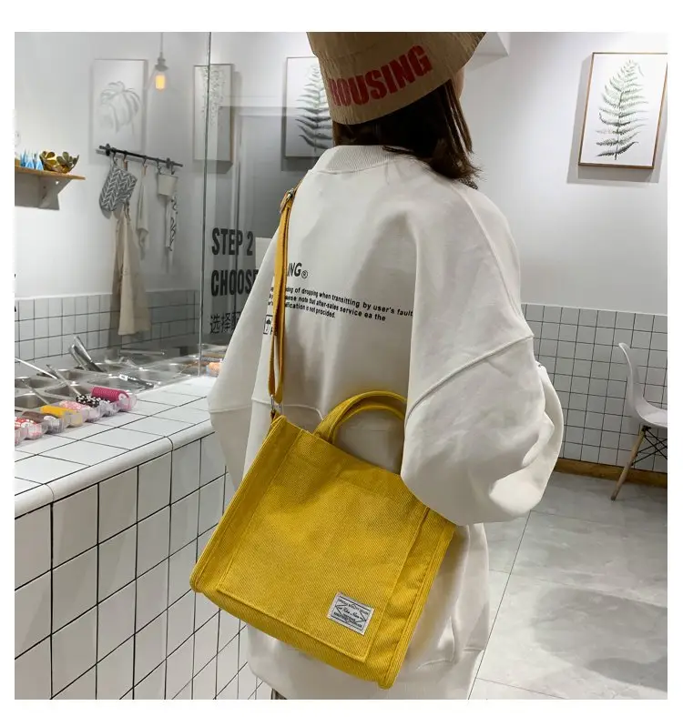 Korean Fashion Light Pink Corduroy Shoulder Bag — feature 32