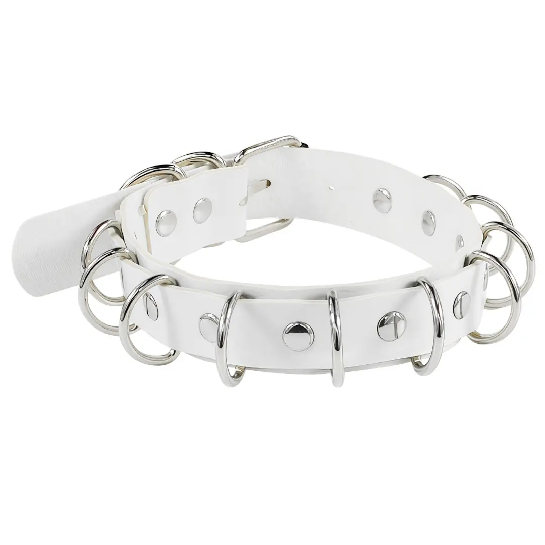 White Exaggerated Double Layer Punk Choker Necklace