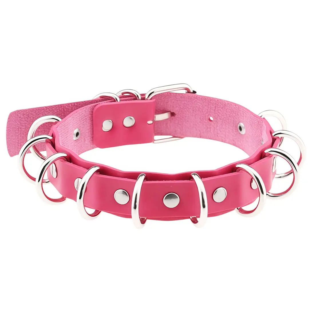 White Exaggerated Double Layer Punk Choker Necklace