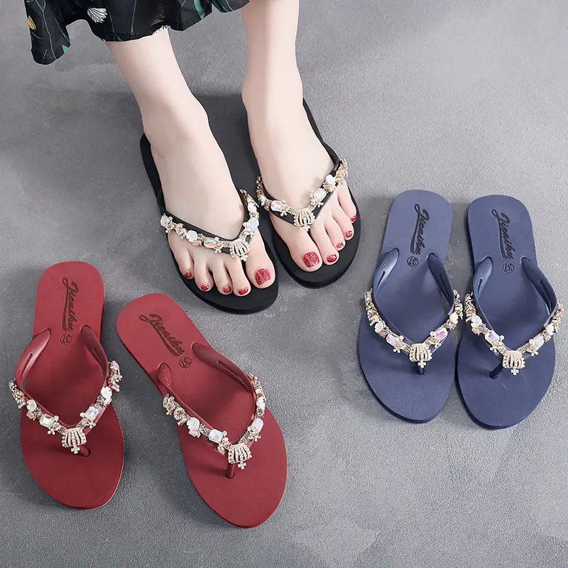 2024 New Summer Crown Rhinestone Eva Flip-Flops Women's Outer Wear Sandals