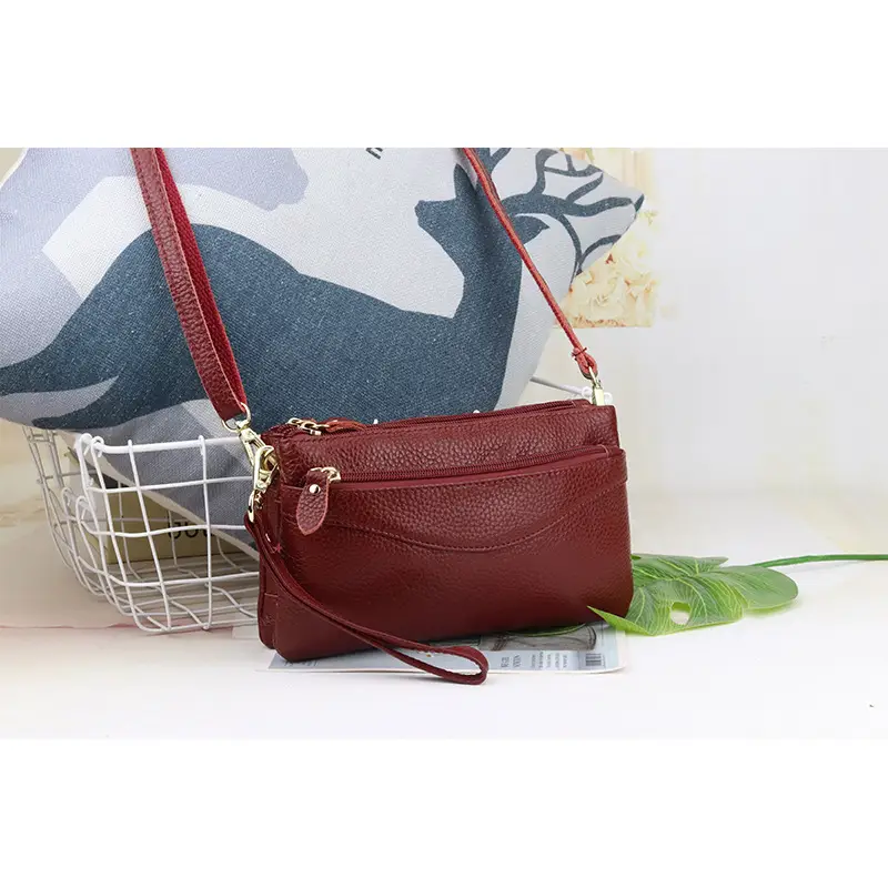Women's First-Layer Cowhide Clutch Bag Multi-Compartment Small - Image 3