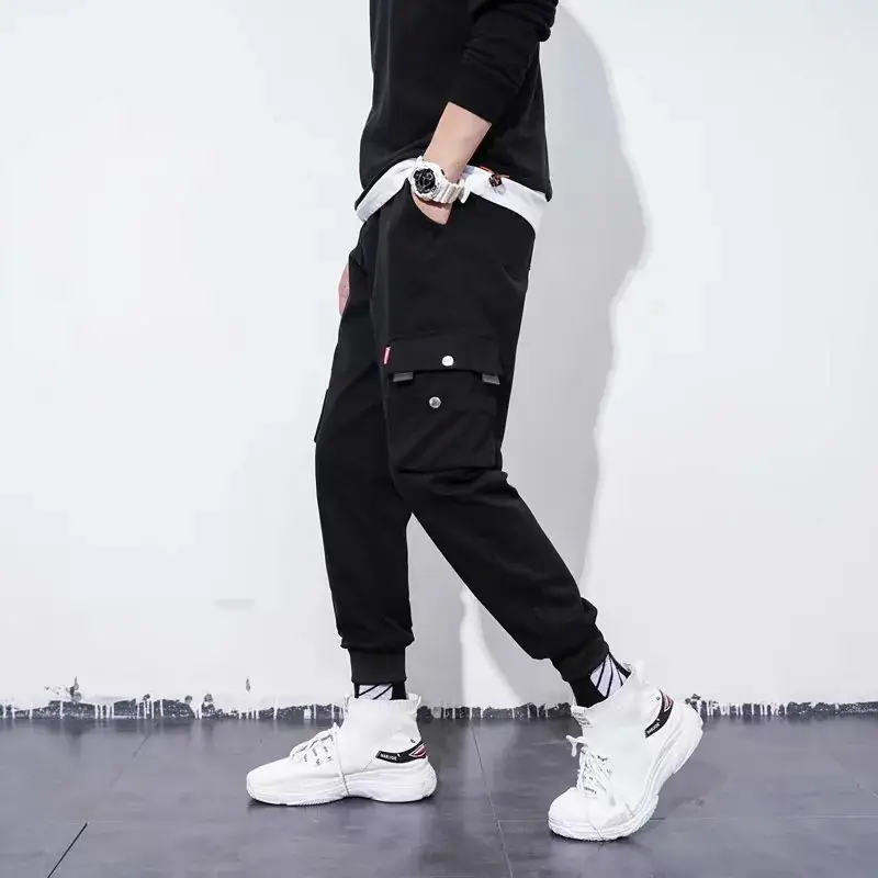 Men's Grey Multi-Pocket Sports Pants Ankle Length