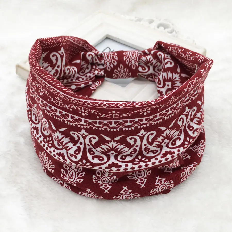 Pink Printed Elastic Hair Band for Women
