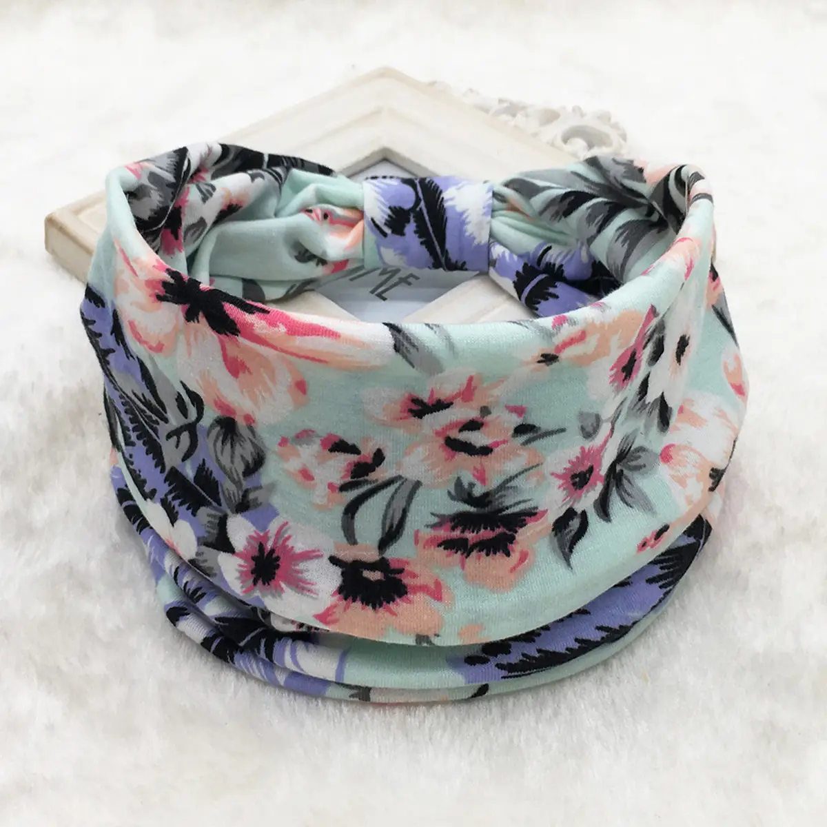 Pink Printed Elastic Hair Band for Women