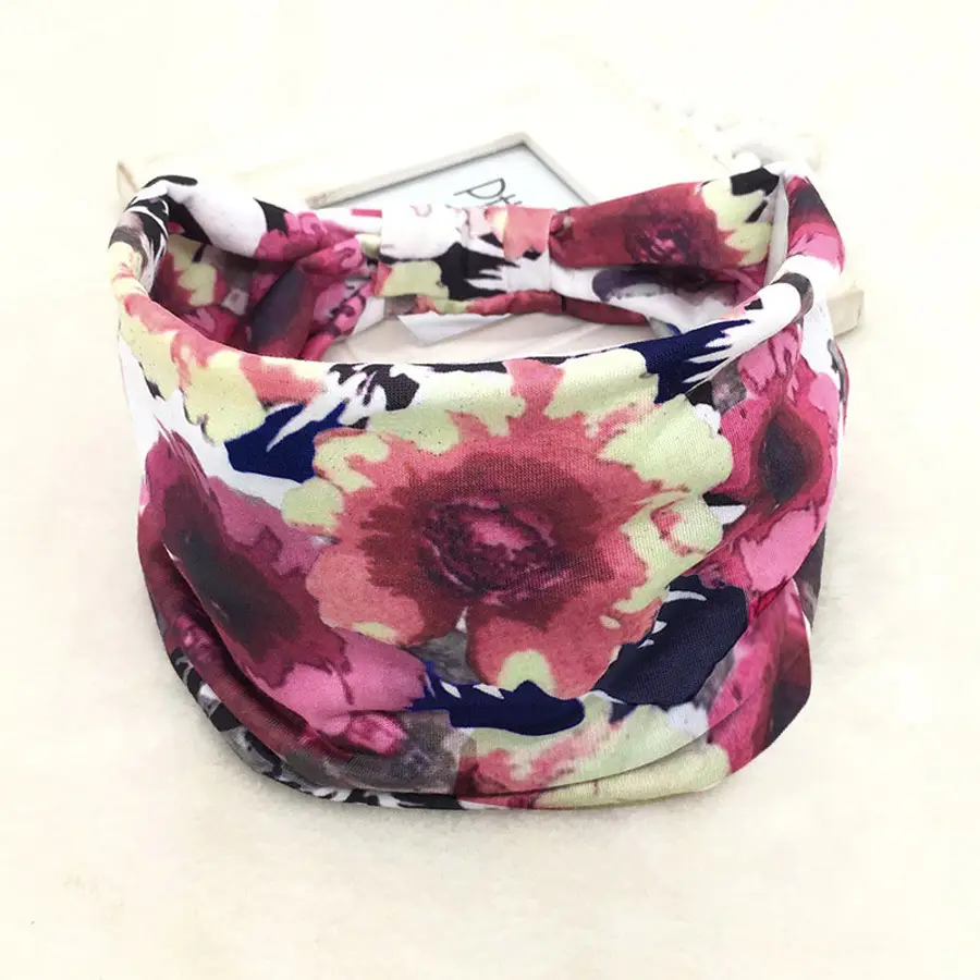 Pink Printed Elastic Hair Band for Women