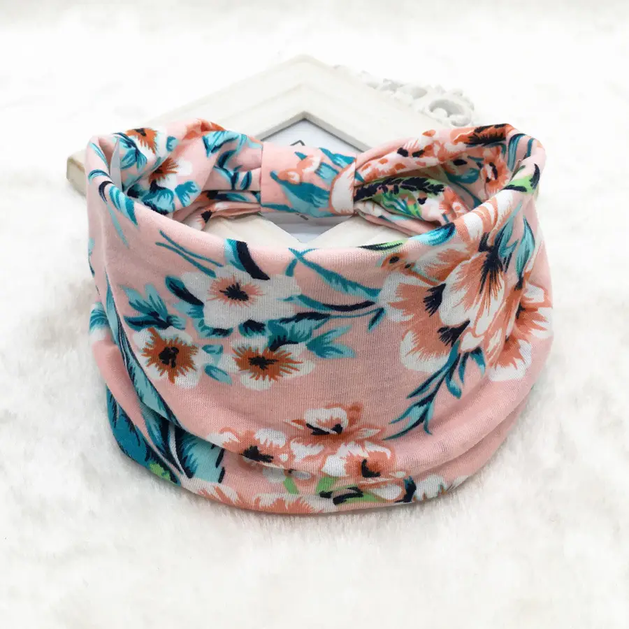 Pink Printed Elastic Hair Band for Women