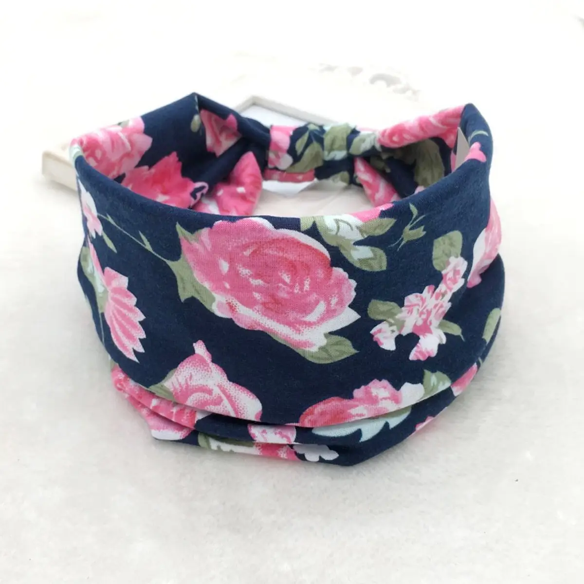 Pink Printed Elastic Hair Band for Women