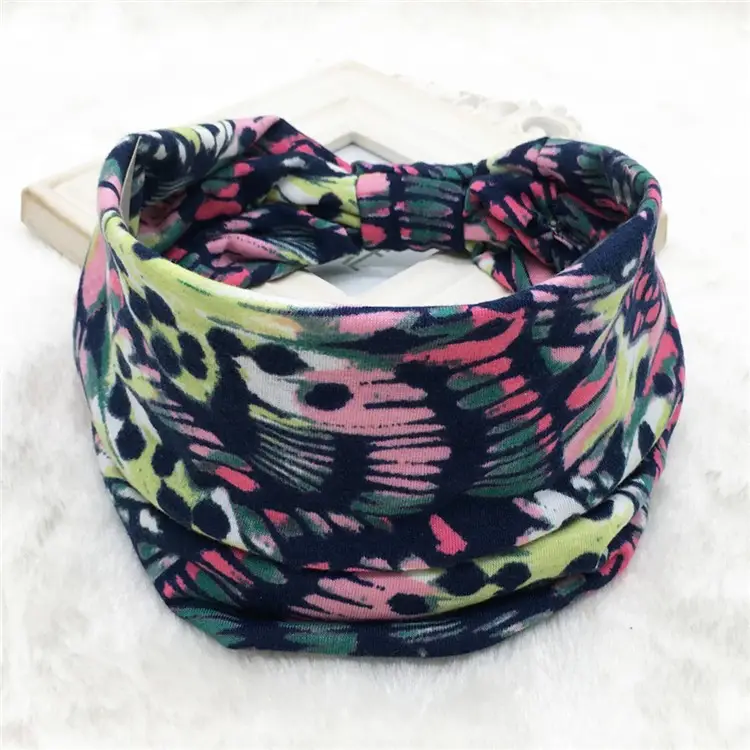 Pink Printed Elastic Hair Band for Women