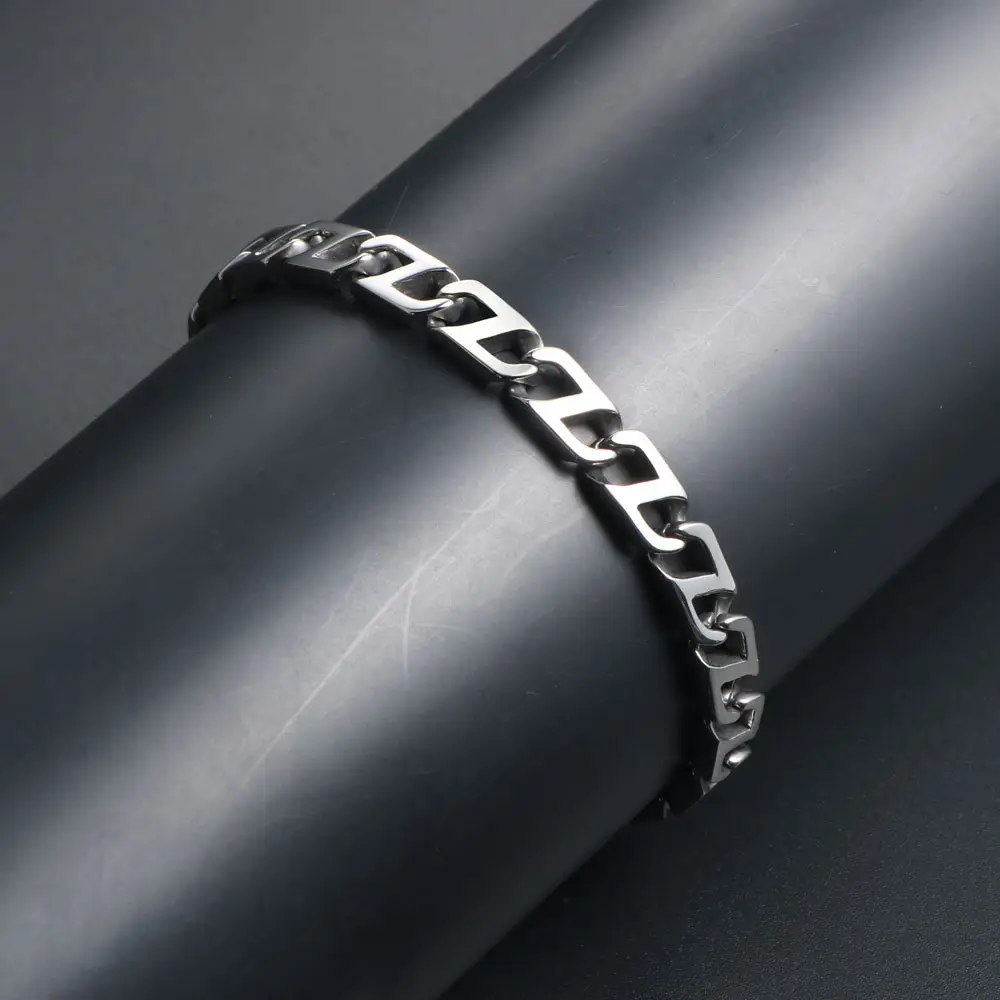 Titanium Steel Hipster Punk Bracelet Silver - Image 5