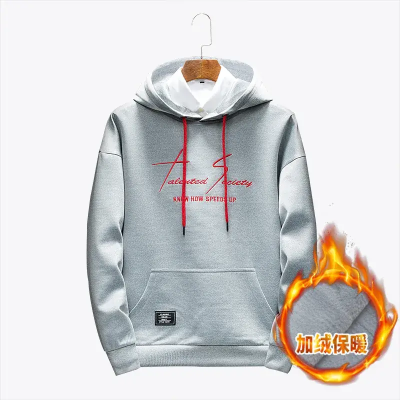 Men Red Fleece Hoodie Hunter Society Design - Image 3