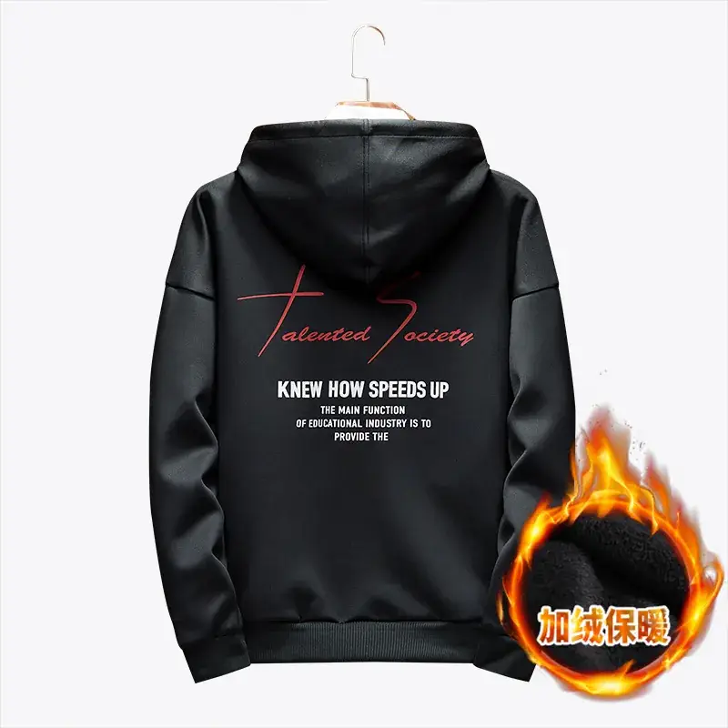 Men Red Fleece Hoodie Hunter Society Design - Image 5