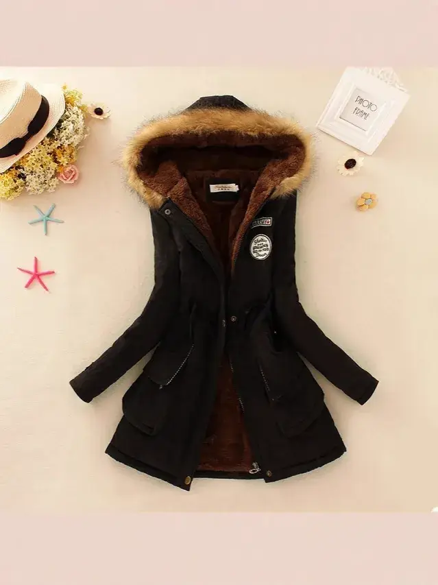 Women's Light Blue Hooded Cotton Outfit 2025 Winter