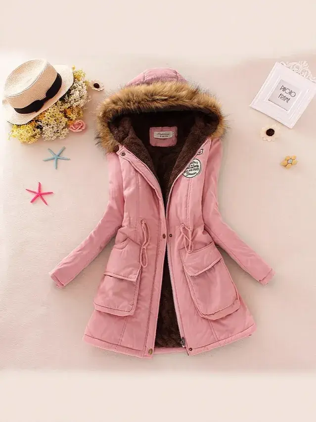 Women's Light Blue Hooded Cotton Outfit 2025 Winter