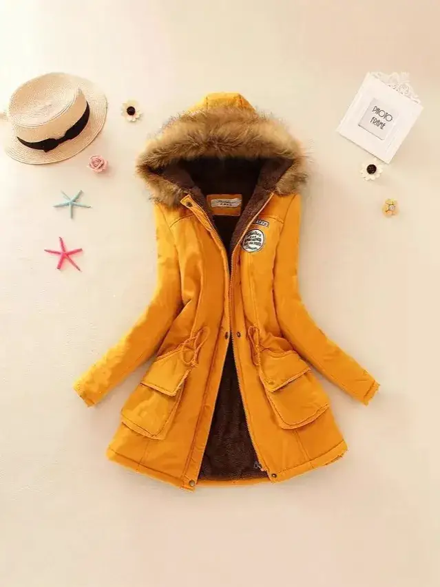 Women's Light Blue Hooded Cotton Outfit 2025 Winter