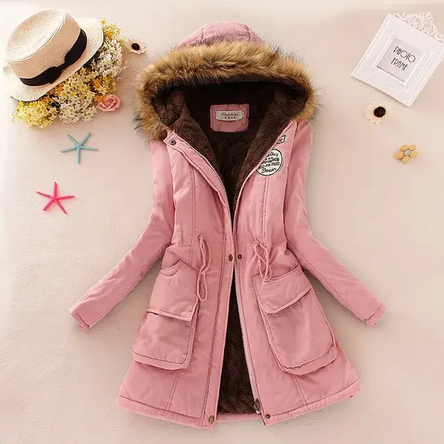 Women's Light Blue Hooded Cotton Outfit 2025 Winter