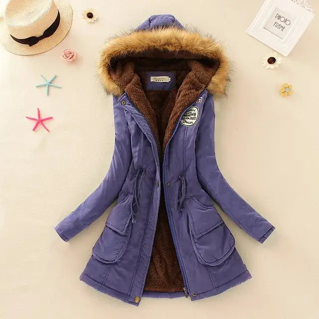 Women's Light Blue Hooded Cotton Outfit 2025 Winter