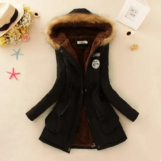 Women's Light Blue Hooded Cotton Outfit 2025 Winter